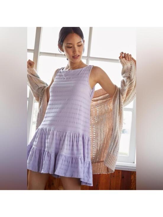 Anthropologie Dresses & Skirts - Pastel Lilac Anthropologie Open Back Tiered Cottagecore Mini Dress Size Small